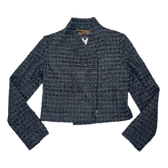 Lida Baday Jacket Womens Size 4 Black Boucle Tweed Full Zip Wool Blend Career - Picture 1 of 11
